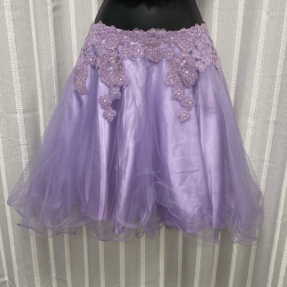 Anny Lee 2 Piece Halter Dress Homecoming Prom Purple Lavender Size Small EUC - Picture 4 of 12
